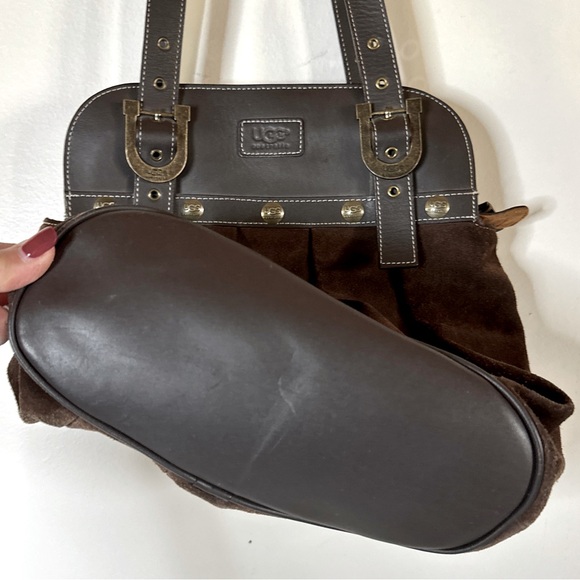 UGG Suede Leather Hobo Purse Mocha Brown - Picture 3 of 9